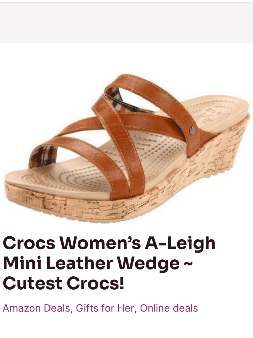 CROCS Women’s A-Leigh Mini Wedge Sandal — Chestnut